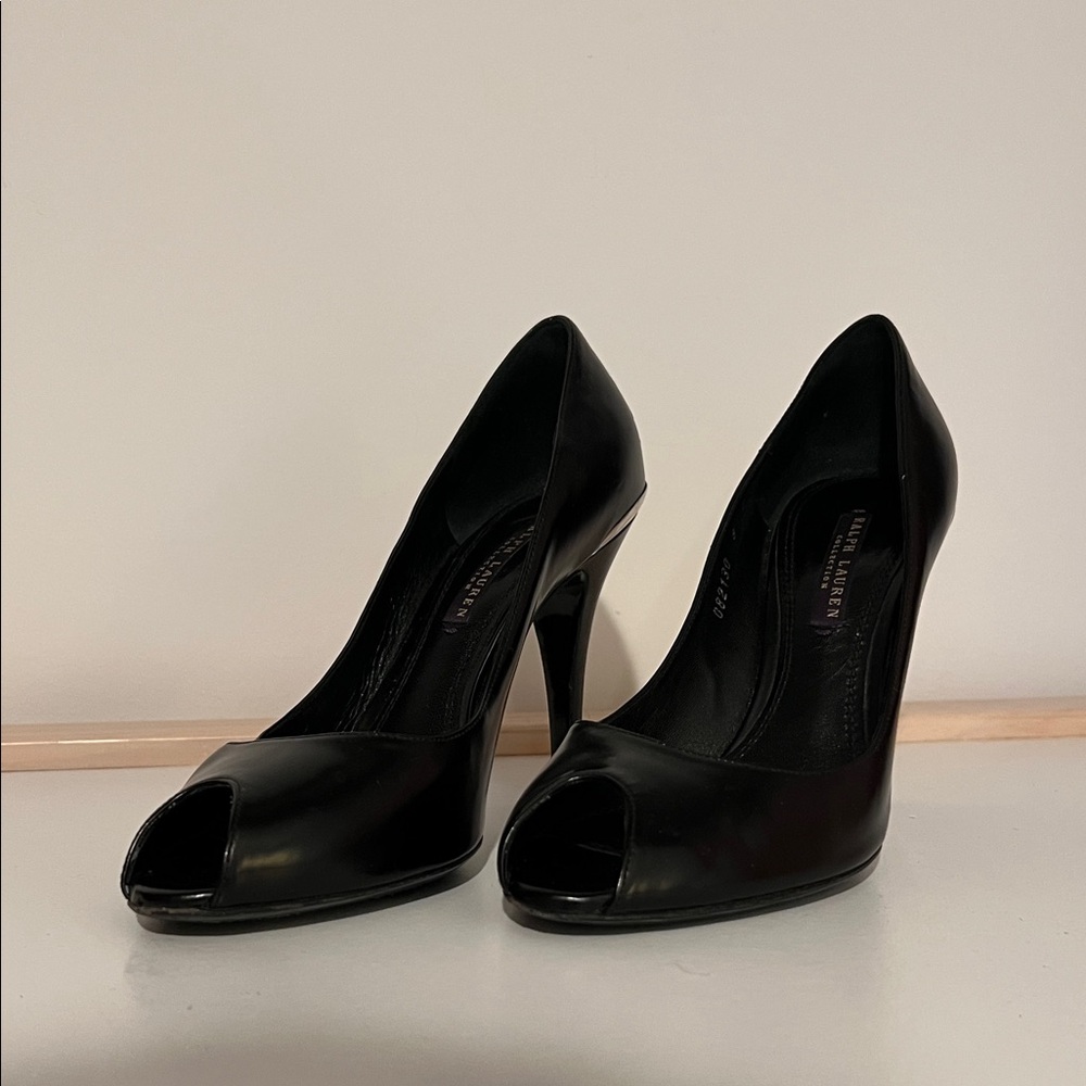 Ralph Lauren Classic Black Peep Toe Heels